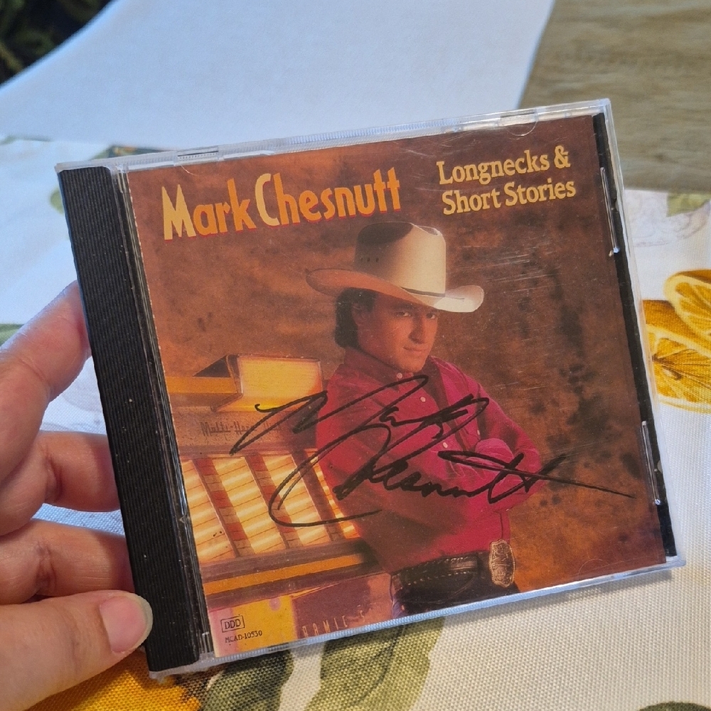 AUTOGRAPHED Mark Chesnutt Longnecks & Short Stories CD Vintage 90s Country Music